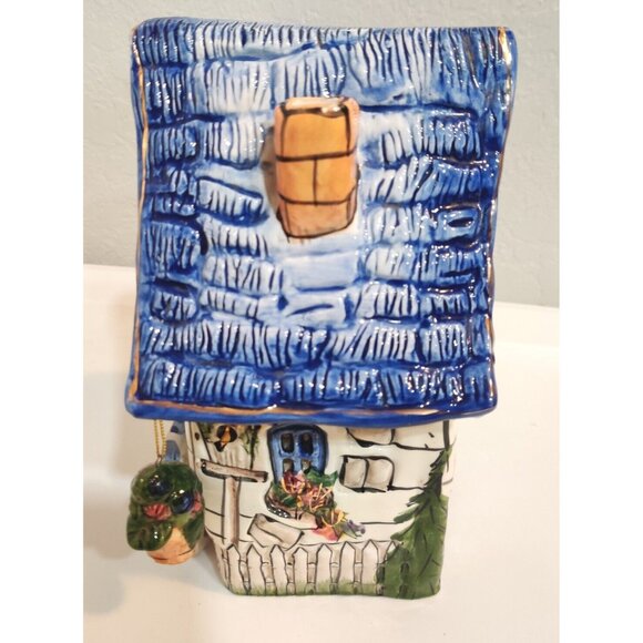 Blue Sky Heather Goldminc Tea light House Cottage Flower Blue Bird Candle Holder - Picture 6 of 16